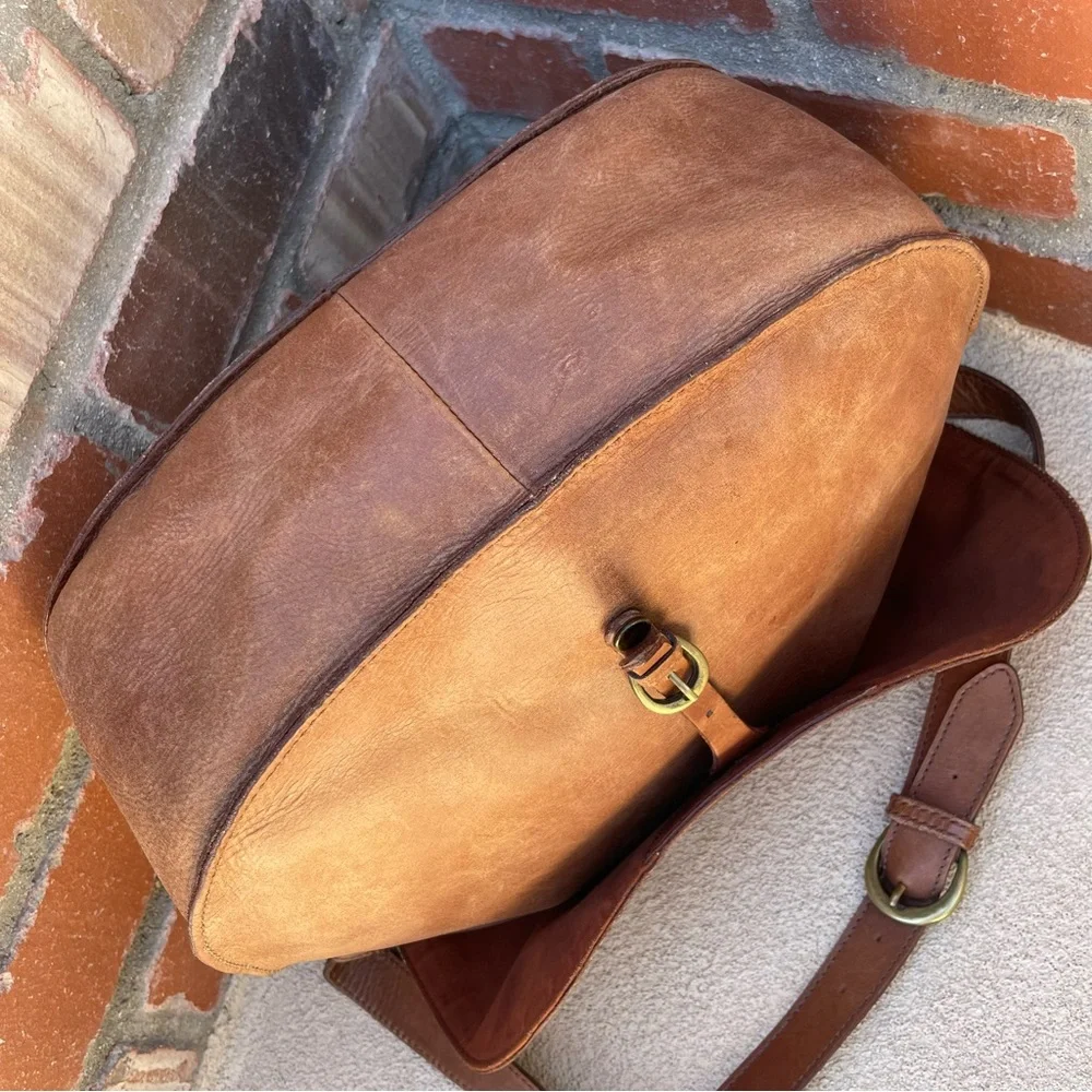 J.Crew • RARE VTG • Genuine Leather Postal Satchel Crossbody Bag & Wool Scarf